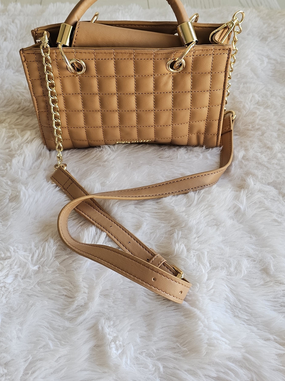 Steve Madden Quilted Crossbody Satchel - Camel